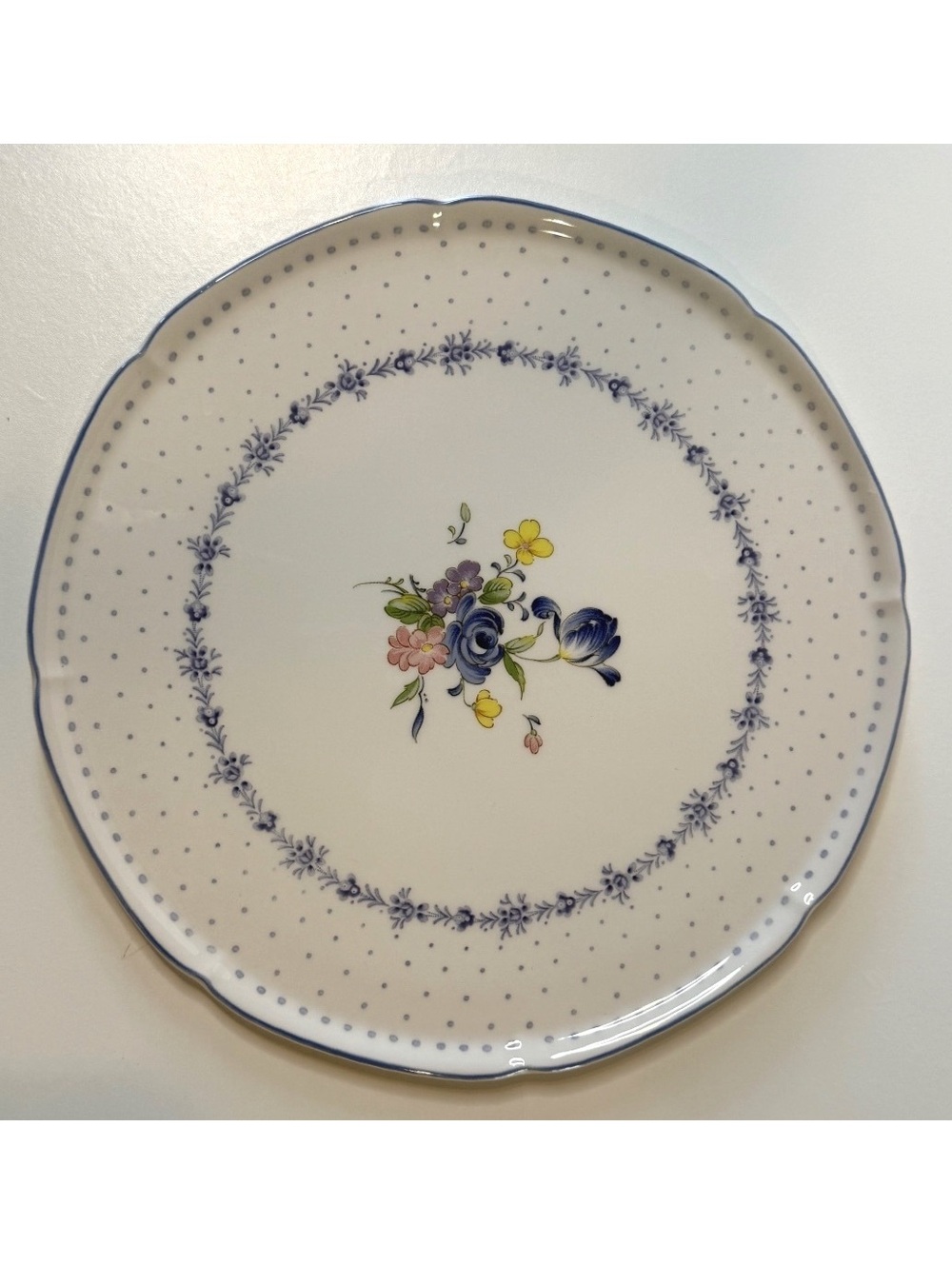 Nikko Blue Peony 10” Cake Serving Plate Japan Discontinued Floral China